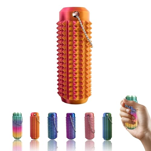 BOSENIYU Hard Spiky Grippe Stim sensorischer Schlüsselanhänger, tragbar, lebendige Farben, Stim-Werkzeug zum Stressabbau (Orange) von BOSENIYU