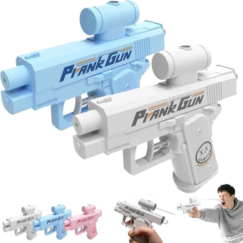 2PC Streich-Wasserpistole, Reverse Spray Streich Klassenkameraden, Zweiwege-Wasserauslass-Design, Prank Water Gun, Lustiges Streichspiel, mit Sprühfunktion von vorne und hinten (1*Weiß+1*Blau) von BOSSETY