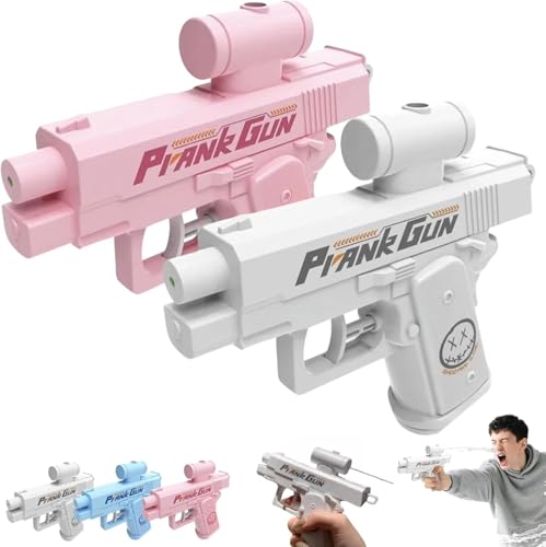 2PC Streich-Wasserpistole, Reverse Spray Streich Klassenkameraden, Zweiwege-Wasserauslass-Design, Prank Water Gun, Lustiges Streichspiel, mit Sprühfunktion von vorne und hinten (1*Weiß+1*Rosa) von BOSSETY