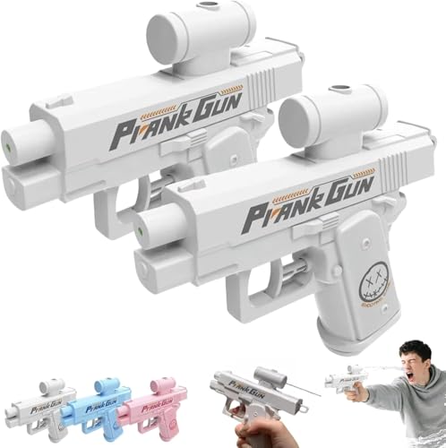 2PC Streich-Wasserpistole, Reverse Spray Streich Klassenkameraden, Zweiwege-Wasserauslass-Design, Prank Water Gun, Lustiges Streichspiel, mit Sprühfunktion von vorne und hinten (2*Weiß) von BOSSETY