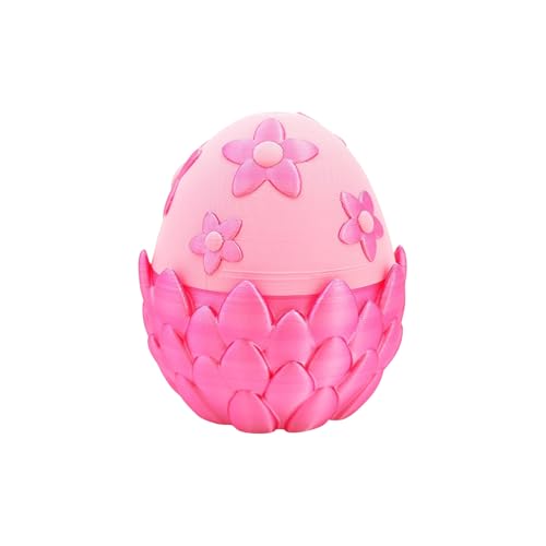 BOSSETY 3D-Gedruckter Drache mit Drachenei, 3D-Druck Kirschblüten Drache 10cm Mystery Dragon Egg Fidget Toy Drachen Spielzeug für Easter Schreibtisch Dekoration (Rosa Nur Eier) von BOSSETY