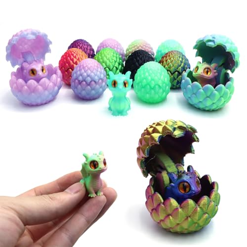 BOSSETY 3D-Gedruckter Drache mit Drachenei, Mystery Dragon Egg Fidget Toys Überraschung, Drachen Spielzeug, für Easter Weihnachtstag Schreibtisch Dekoration (B) von BOSSETY