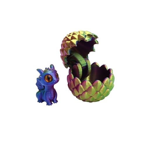 BOSSETY 3D-Gedruckter Drache mit Drachenei, Mystery Dragon Egg Fidget Toys Überraschung, Drachen Spielzeug, für Easter Weihnachtstag Schreibtisch Dekoration (F) von BOSSETY