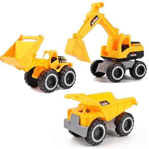 BOSSETY 3PC Bagger sandkasten, 26cm Sandspielzeug Bagger Sandkasten,Verwendung Kipplaster Bagger Strandspielzeug Auto,Hergestellt aus sicheren Materialien, Sandbagger für Kinder ab 3 Jahre von BOSSETY