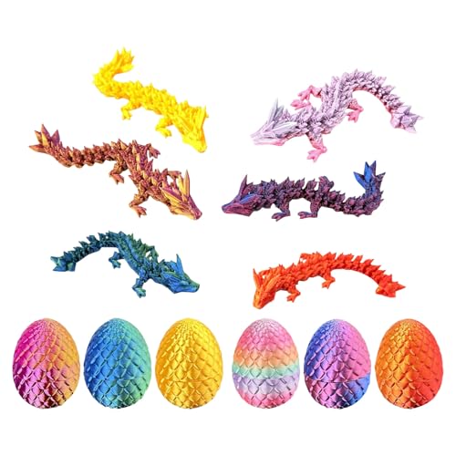 BOSSETY 6PC 3D-Gedruckter Drache mit Drachenei, Ewegliche Gelenke Drache mit Drachenei, Nachtfluoreszierende Farbe, Die Bonbonfarben sind ungleichmäßig,für Easter Weihnachtstag Schreibtisch Dekoration BOSSETY 6PC 3D-Gedruckter Drache mit Drachenei, Ewegliche Gelenke Drache mit Drachenei, Nachtfluoreszierende Farbe, Die Bonbonfarben sind ungleichmäßig,für Easter Weihnachtstag Schreibtisch Dekoration von BOSSETY