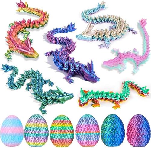 BOSSETY 6PC 3D-Gedruckter Drache mit Drachenei, Mystery Crystal Dragon Egg Fidget Toys Überraschung, Nachtfluoreszierende Farbe, Drachen Spielzeug, für Easter Weihnachtstag Schreibtisch Dekoration BOSSETY 6PC 3D-Gedruckter Drache mit Drachenei, Mystery Crystal Dragon Egg Fidget Toys Überraschung, Nachtfluoreszierende Farbe, Drachen Spielzeug, für Easter Weihnachtstag Schreibtisch Dekoration von BOSSETY