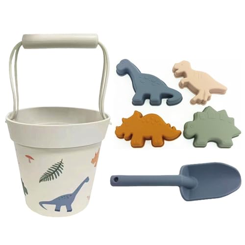 BOSSETY 7 Stück Sandspielzeug Set, Strand, mit Strandeimer aus Silikon, Sandform mit Tieren, Strandschaufel, für Kinder Jungen Mädchen Alter 3 4 5 6 7+ (A) von BOSSETY