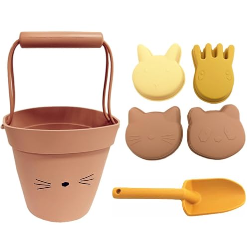 BOSSETY 7 Stück Sandspielzeug Set, Strand, mit Strandeimer aus Silikon, Sandform mit Tieren, Strandschaufel, für Kinder Jungen Mädchen Alter 3 4 5 6 7+ (C) von BOSSETY