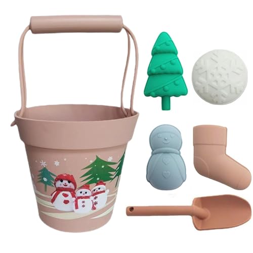 BOSSETY 7 Stück Sandspielzeug Set, Weihnachts-Weihnachtsmann-Weihnachtsbaum-Thema, mit Strandeimer aus Silikon, Sandform, Strandschaufel, für Kinder Jungen Mädchen Alter 3 4 5 6 7+ (A) von BOSSETY