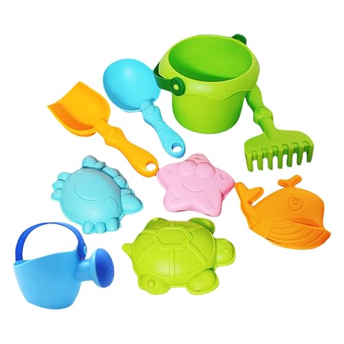 BOSSETY 9 Stück Sandspielzeug Set, mit Strandeimer, Sandform, Strandschaufel, Wasserflasche, Strandlöffel, Strand, Sandkasten, für Kinder Jungen Mädchen Alter 3 4 5 6 7+ (Grün) von BOSSETY