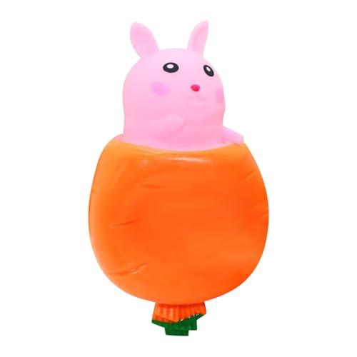 BOSSETY Antistressball, Süßes Dekompressionsspielzeug in Form Einer Kaninchenkarotte, kann herausspringen oder zurückgedrückt Werden, Squeeze, Taba Squishy, Stressabbau Fidget Toys 6.5*6cm (Rosa) von BOSSETY