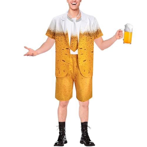 BOSSETY Bier Kostüm Outfit für Erwachsene, Bieranzug für Herren, Faschingskostüme Fun Kostüm für Kostümpartys, Oktoberfest, Karneval (Gelb, XXL) von BOSSETY