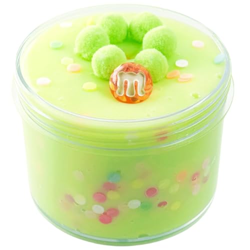 BOSSETY Fluffy Slime, 240ml Süßer Schleim in Macaron-Farbe mit Zubehör, Partygeschenke für Kinder, Sensorisches Spielzeug, Geburtstagsgeschenk für Mädchen und Jungen im Alter von 6–12 Jahren (Grün) von BOSSETY