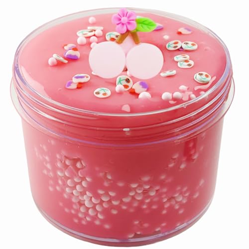 BOSSETY Fluffy Slime, 240ml Süßer Schleim in Macaron-Farbe mit Zubehör, Partygeschenke für Kinder, Sensorisches Spielzeug, Geburtstagsgeschenk für Mädchen und Jungen im Alter von 6–12 Jahren (Pink) von BOSSETY