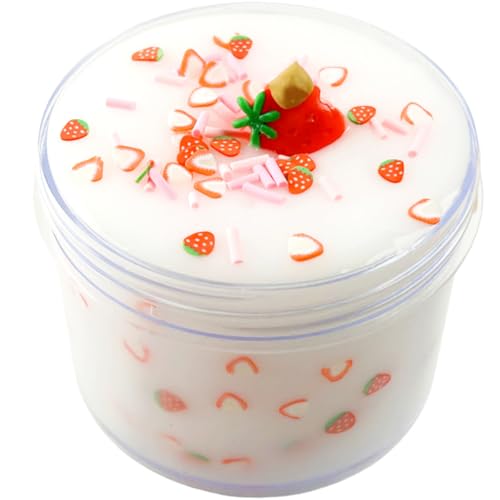BOSSETY Fluffy Slime, 240ml Süßer Schleim in Macaron-Farbe mit Zubehör, Partygeschenke für Kinder, Sensorisches Spielzeug, Geburtstagsgeschenk für Mädchen und Jungen im Alter von 6–12 Jahren (Weiß) von BOSSETY