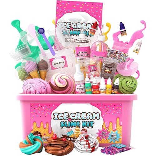 BOSSETY Fluffy Slime, 350ml Schleim-Spielzeugset der Eiscreme-Serie, Sensorisches Schleim Spielzeug Partygeschenke, 5 * Boxen + 4 * Zubehör + 100 ml Aktivator + 250 ml Kleber + 1 * Schleimschlamm BOSSETY Fluffy Slime, 350ml Schleim-Spielzeugset der Eiscreme-Serie, Sensorisches Schleim Spielzeug Partygeschenke, 5 * Boxen + 4 * Zubehör + 100 ml Aktivator + 250 ml Kleber + 1 * Schleimschlamm von BOSSETY