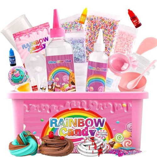BOSSETY Fluffy Slime, 350ml Schleim-Spielzeugset der Rainbow Candy-Serie, Sensorisches Schleim Spielzeug, Enthält 5 * Boxen + 4 * Zubehör + 100 ml Aktivator + 250 ml Kleber + 1 * Schleimschlamm BOSSETY Fluffy Slime, 350ml Schleim-Spielzeugset der Rainbow Candy-Serie, Sensorisches Schleim Spielzeug, Enthält 5 * Boxen + 4 * Zubehör + 100 ml Aktivator + 250 ml Kleber + 1 * Schleimschlamm von BOSSETY