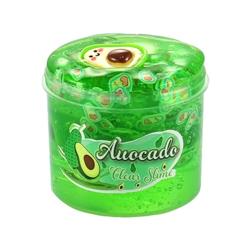 BOSSETY Fluffy Slime, Fruchtschleim,Enthält viele Pailletten mit Fruchtmuster, Schleim Partygeschenke für Kinder,Sensorisches Schleim Spielzeug,Halloween&Geburtstagsgeschenk 5.2cm (Grün) von BOSSETY