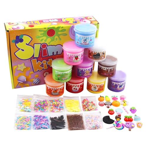 BOSSETY Fluffy Slime,10PCS 60ml DIY Schleim Set, Mit diversem interessantem Zubehör, Sensorisches Schleim Spielzeug und Halloween-Geburtstagsgeschenk, für Mädchen und Jungen im Alter von 8–12 Jahren BOSSETY Fluffy Slime,10PCS 60ml DIY Schleim Set, Mit diversem interessantem Zubehör, Sensorisches Schleim Spielzeug und Halloween-Geburtstagsgeschenk, für Mädchen und Jungen im Alter von 8–12 Jahren von BOSSETY