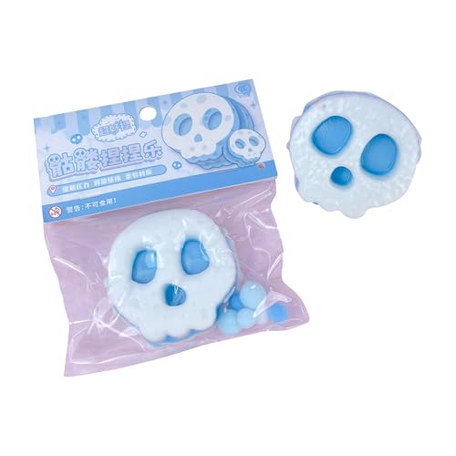 BOSSETY Halloween Skelett Taba Squishy Stressabbau Spielzeug, Antistressball, Fufu Squishy, Halloween Deko Fidget Toys für Kinder und Erwachsene, Sensorisches Spielzeug (Blau) von BOSSETY