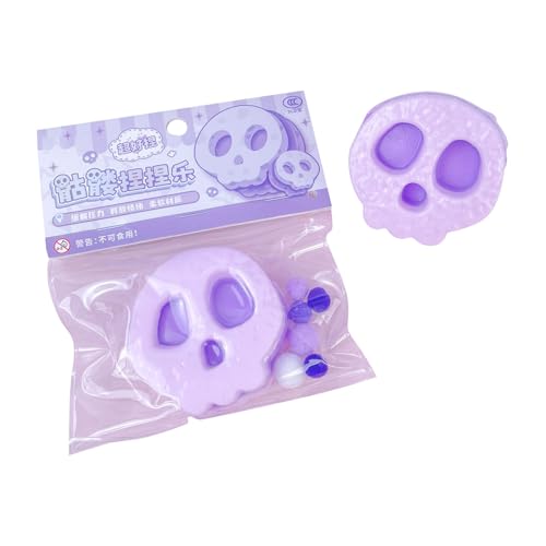 BOSSETY Halloween Skelett Taba Squishy Stressabbau Spielzeug, Antistressball, Fufu Squishy, Halloween Deko Fidget Toys für Kinder und Erwachsene, Sensorisches Spielzeug (Lila) von BOSSETY