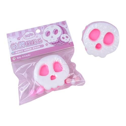 BOSSETY Halloween Skelett Taba Squishy Stressabbau Spielzeug, Antistressball, Fufu Squishy, Halloween Deko Fidget Toys für Kinder und Erwachsene, Sensorisches Spielzeug (Rosa) von BOSSETY