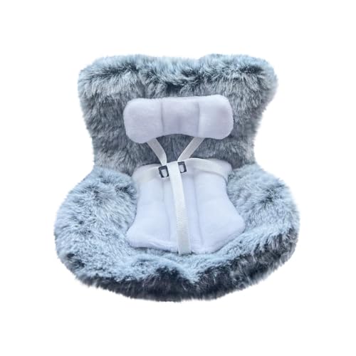 BOSSETY Labubu Plüschsitz, weich und pelzig, Kissen für Labubu Puppe,Mit Sicherheitsgurt,verstellbar,Mit Kissen,Autodekorationen,Geeignet für Labubu oder 17 cm Plüschpuppen(Keine Puppe) (1-Grau) von BOSSETY