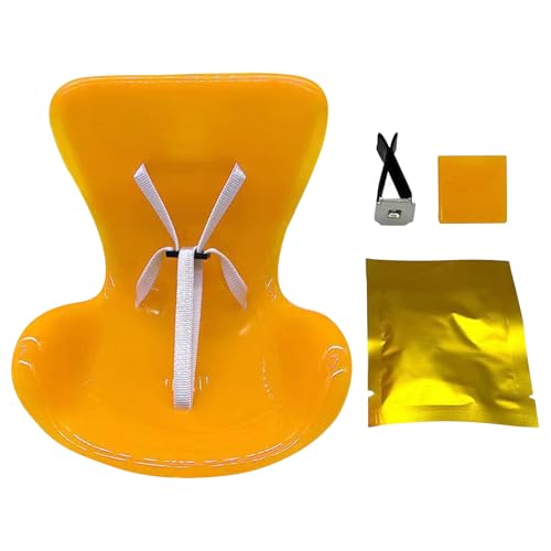 BOSSETY Labubu Plüschsitz, weich und pelzig, Kissen für Labubu Puppe,Mit Sicherheitsgurt,verstellbar,Mit Kissen,Autodekorationen,Geeignet für Labubu oder 17 cm Plüschpuppen(Keine Puppe) (2-Gelb) von BOSSETY