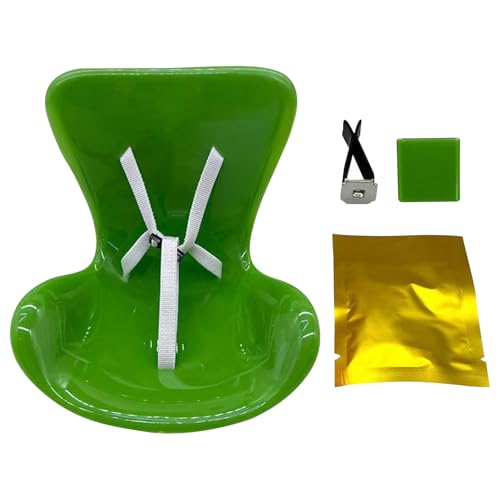 BOSSETY Labubu Plüschsitz, weich und pelzig, Kissen für Labubu Puppe,Mit Sicherheitsgurt,verstellbar,Mit Kissen,Autodekorationen,Geeignet für Labubu oder 17 cm Plüschpuppen(Keine Puppe) (2-Grün) von BOSSETY
