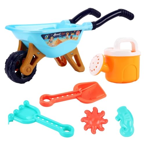 BOSSETY Sanspielzeugset, 6Stück, Sand Toys Kids Set, mit 1 Strandauto, 2 Sandschaufeln, 2 Sandformen, 1 Wasserflasche, für Kinder Jungen Mädchen, Strand, Sandkasten von BOSSETY