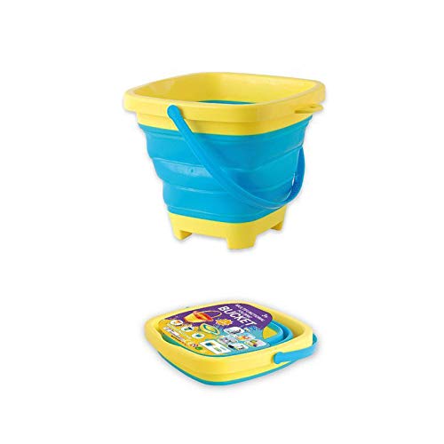 BOSSETY Sanspielzeugset, mit 1 Tragbare und leichte Faltbare Strandeimer, Hochwertig und langlebig, kann in einen Koffer oder Rucksack gesteckt Werden, für Kinder Jungen Mädchen 20 * 11 * 17cm (Blau) von BOSSETY
