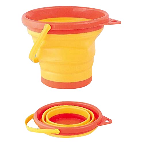 BOSSETY Sanspielzeugset, mit 1 Tragbare und leichte Faltbare Strandeimer, Hochwertig und langlebig, kann in einen Koffer oder Rucksack gesteckt Werden, für Kinder Jungen Mädchen 23 * 12 * 17cm, Gelb von BOSSETY