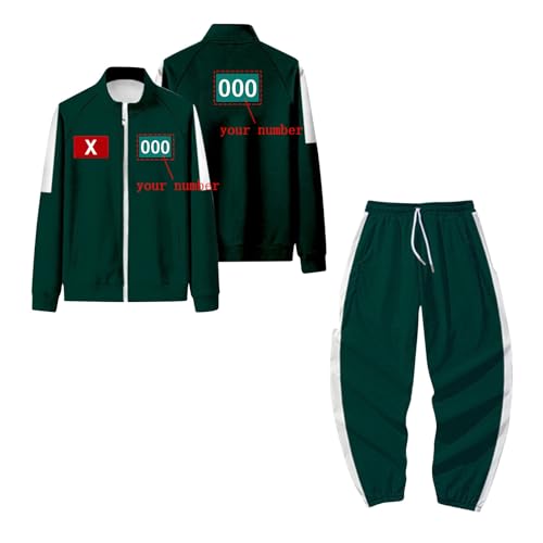 BOSSETY 𝙎𝙦𝙪ἰ𝙙 𝑮𝙖𝙢𝐞 Kostüme, 𝙎𝙦𝙪ἰ𝙙 Game Staffel 3 Kostüme Kinder Personalisierte Sweatshirt Kostüm für Cosplay Anzug Mantel und Hose Set Personalized Ihr Number von BOSSETY