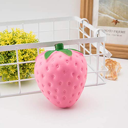 BOSSETY Taba Squishy, 1PC Erdbeere beruhigender Stressball, antistressball, Fufu Squishy, Stressabbau Fidget Toys für Kinder und Erwachsene 12×9×9cm (Rosa) von BOSSETY