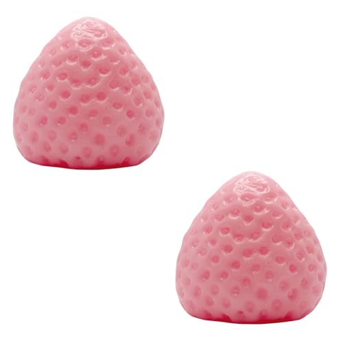 BOSSETY Taba Squishy,Erdbeer Squeeze Spielzeug,antistressball, Fufu Squishy,Stressabbau Fidget Toys für Kinder und Erwachsene 6.5cm (Rosa 2PC) von BOSSETY
