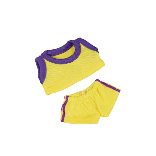 Bekleidungs Set für La-Puppen 17cm Puppen Basketball Fußball Trikots, Passende Kleidung für die Plüsch Toy, Sommer Puppe Kleidung für Fußball Fans (Gelb-1) von BOSSETY