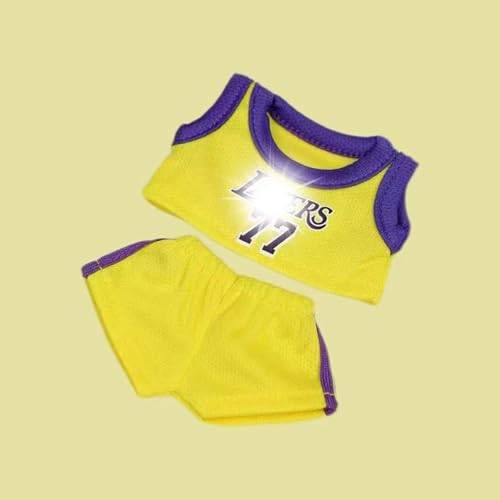 Bekleidungs Set für La-Puppen 17cm Puppen Basketball Fußball Trikots, Passende Kleidung für die Plüsch Toy, Sommer Puppe Kleidung für Fußball Fans (Gelb-3) von BOSSETY