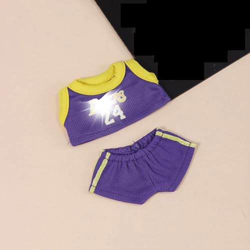 Bekleidungs Set für La-Puppen 17cm Puppen Basketball Fußball Trikots, Passende Kleidung für die Plüsch Toy, Sommer Puppe Kleidung für Fußball Fans (Lila) von BOSSETY