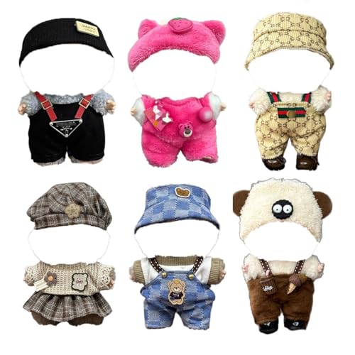 Labubu Kleidung für Puppe, Passende Kleidung für die Labubu-Plüsch Toy, Labubu-Outfit mit Zubehör, Kleidung Set für 17 cm große Puppe (01 6-Sets) von BOSSETY