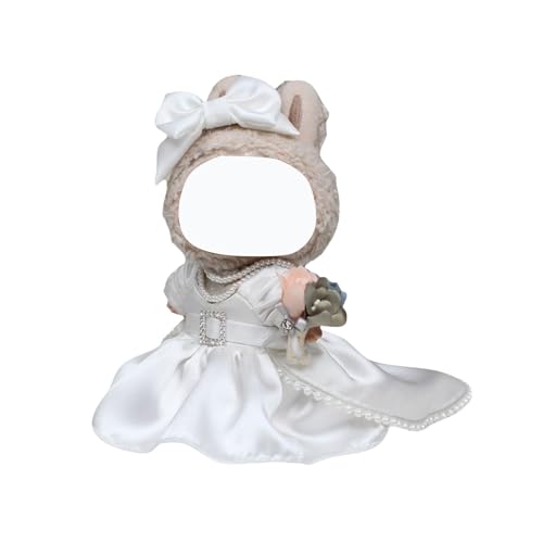 Labu Puppenkleidung für 17cm Labu Puppe, Passende Kleidung für die Plüsch Toy, Labu Kleidung Set für 17 cm große Puppe, Geeignet zum Fotografieren und Sammeln (Vierteiliges Kleid (mit Halskette)) von BOSSETY