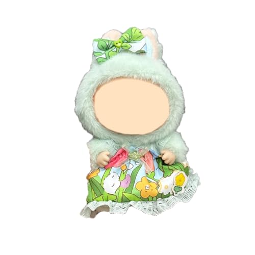Labu Puppenkleidung für 17cm Labu Puppe, Schleifenkopfschmuck + Kleiner Rock, Passende Kleidung für die Plüsch Toy, Labu Kleidung Set für 17 cm Puppe, Geeignet zum Fotografieren und Sammeln (Grün) Labu Puppenkleidung für 17cm Labu Puppe, Schleifenkopfschmuck + Kleiner Rock, Passende Kleidung für die Plüsch Toy, Labu Kleidung Set für 17 cm Puppe, Geeignet zum Fotografieren und Sammeln (Grün) von BOSSETY