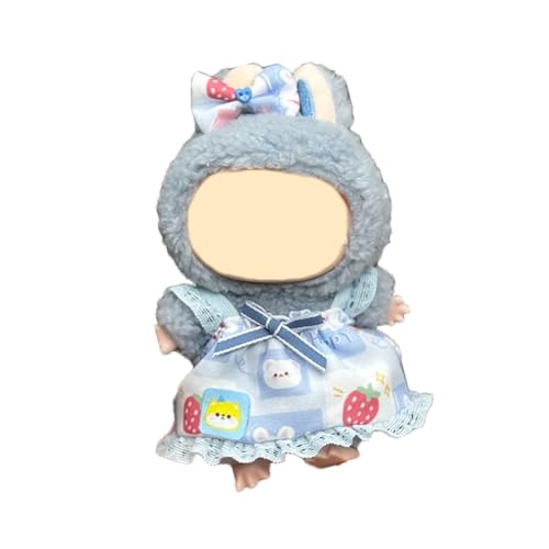 Labu Puppenkleidung für 17cm Labu Puppe, Schleifenkopfschmuck + Kleiner Rock, Passende Kleidung für die Plüsch Toy, Labu Kleidung Set für 17 cm Puppe, Geeignet zum Fotografieren und Sammeln (Blau) Labu Puppenkleidung für 17cm Labu Puppe, Schleifenkopfschmuck + Kleiner Rock, Passende Kleidung für die Plüsch Toy, Labu Kleidung Set für 17 cm Puppe, Geeignet zum Fotografieren und Sammeln (Blau) von BOSSETY