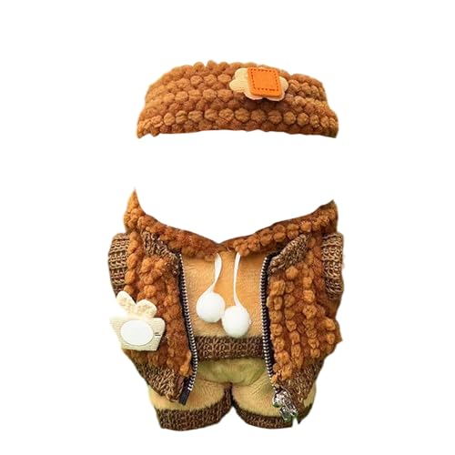 Labubu Kleidung für Puppe, Passende Kleidung für die Labubu-Plüsch Toy, Labubu-Outfit mit Zubehör, Kleidung Set für 17 cm große Puppe (A-braun) von BOSSETY
