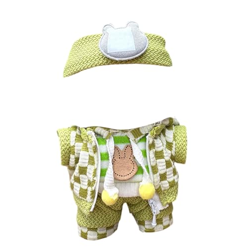 Labubu Kleidung für Puppe, Passende Kleidung für die Labubu-Plüsch Toy, Labubu-Outfit mit Zubehör, Kleidung Set für 17 cm große Puppe (A-grün) von BOSSETY