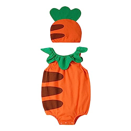 BOTCAM Ärmelloses Krabbelset mit Obstdruck für, Mädchen und, inklusive Mützen für 3 bis 18 Monate Babykleid Mädchen 6 12 Monate (Orange, 12-18 Months) von BOTCAM