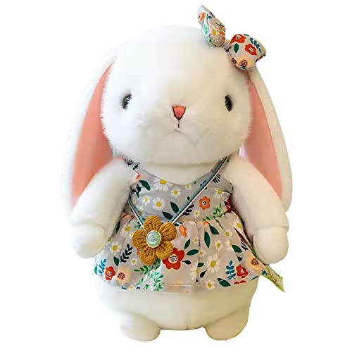 BOTCAM Klein 25 cm Plüschtiere süßes Blumendruckkleid kleines Kaninchen Maschinenpuppe Puppe Puppe Babyspielzeug (A, A) von BOTCAM