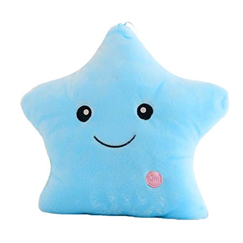 BOTCAM Oktopus Kuscheltier Colorful Five-Pointed Star Luminous Glowing Pillow Soft Plush Children Cute Toy Babyspielzeug (Blue, One Size) von BOTCAM