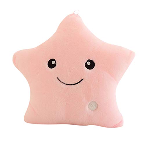 BOTCAM Oktopus Kuscheltier Colorful Five-Pointed Star Luminous Glowing Pillow Soft Plush Children Cute Toy Babyspielzeug (Pink, One Size) von BOTCAM