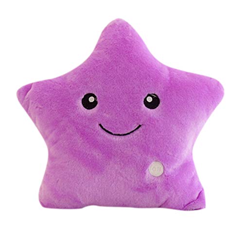 BOTCAM Oktopus Kuscheltier Colorful Five-Pointed Star Luminous Glowing Pillow Soft Plush Children Cute Toy Babyspielzeug (Purple, One Size) von BOTCAM
