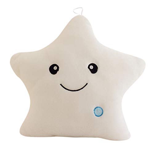 BOTCAM Oktopus Kuscheltier Colorful Five-Pointed Star Luminous Glowing Pillow Soft Plush Children Cute Toy Babyspielzeug (White, One Size) von BOTCAM